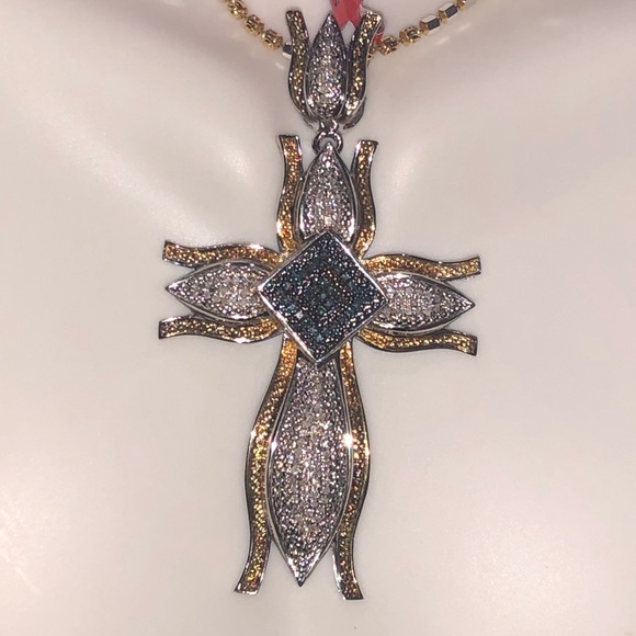 Real genuine diamond custom cross pendant NOT CZ NOT MOISSANITE Free Appraisal - Picture 7 of 10